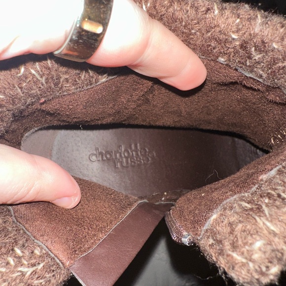 Charlotte Russe Dark Brown Ankle Boots with Buckle and Knit Trim - Picture 5 of 5